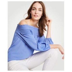 ANN TAYLOR - Off the shoulder Blue Blouse - Size M